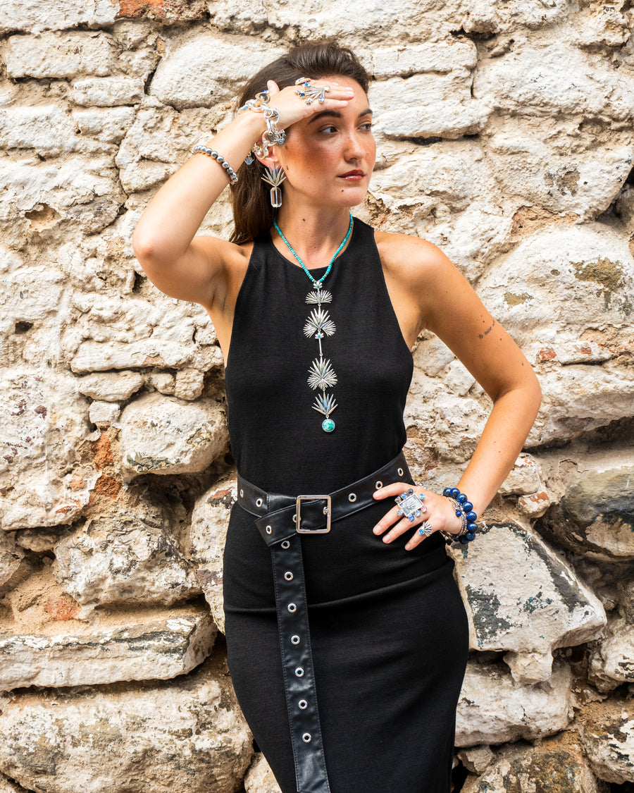 Collar Agave Cuishe, joya de plata .925, con turquesa – Gabriela Sánchez (vista 5)