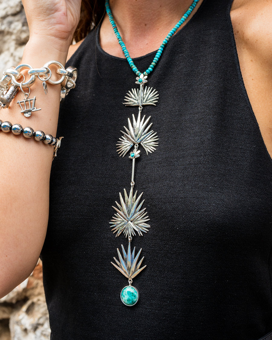 Collar Agave Cuishe, joya de plata .925, con turquesa – Gabriela Sánchez (vista 3)