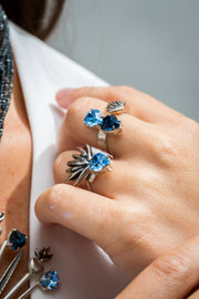 Anillo Agave Celeste, joya de plata .925, con cristal Swarovski – Gabriela Sánchez (vista 8)
