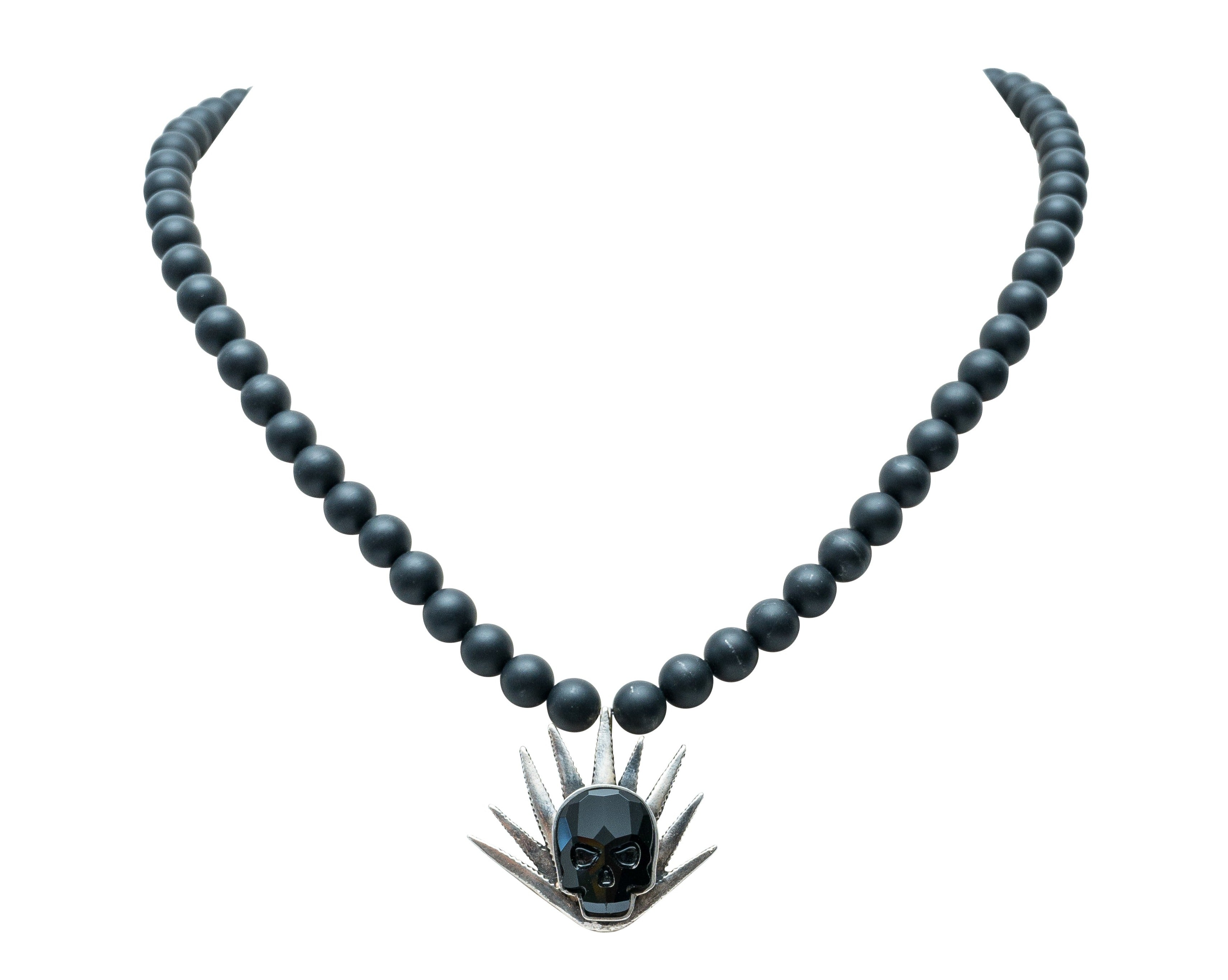 Collar Mezcal de los Muertos, joya de plata .925, con obsidiana y cristal Swarovski – Gabriela Sánchez
