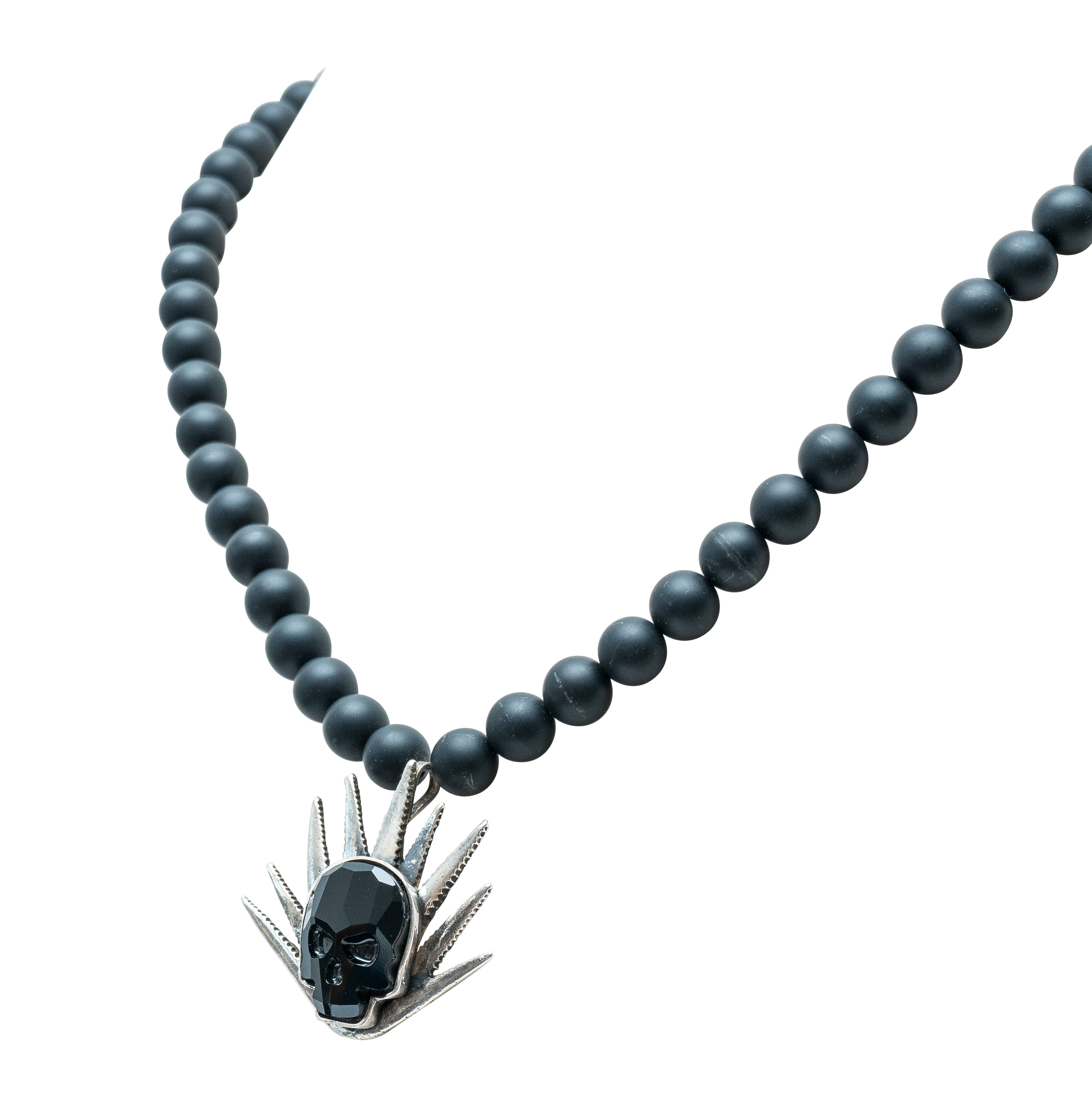 Collar Mezcal de los Muertos, joya de plata .925, con obsidiana y cristal Swarovski – Gabriela Sánchez (vista 2)