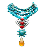 Collar Alma Mexicana, joya de plata .925, con turquesa y coral – Gabriela Sánchez (vista 2)