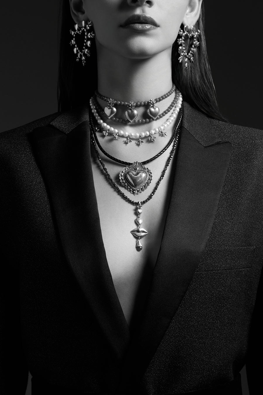 Collar Amor Rosé, joya de plata .925, con granate y rubí – Gabriela Sánchez (vista 2)
