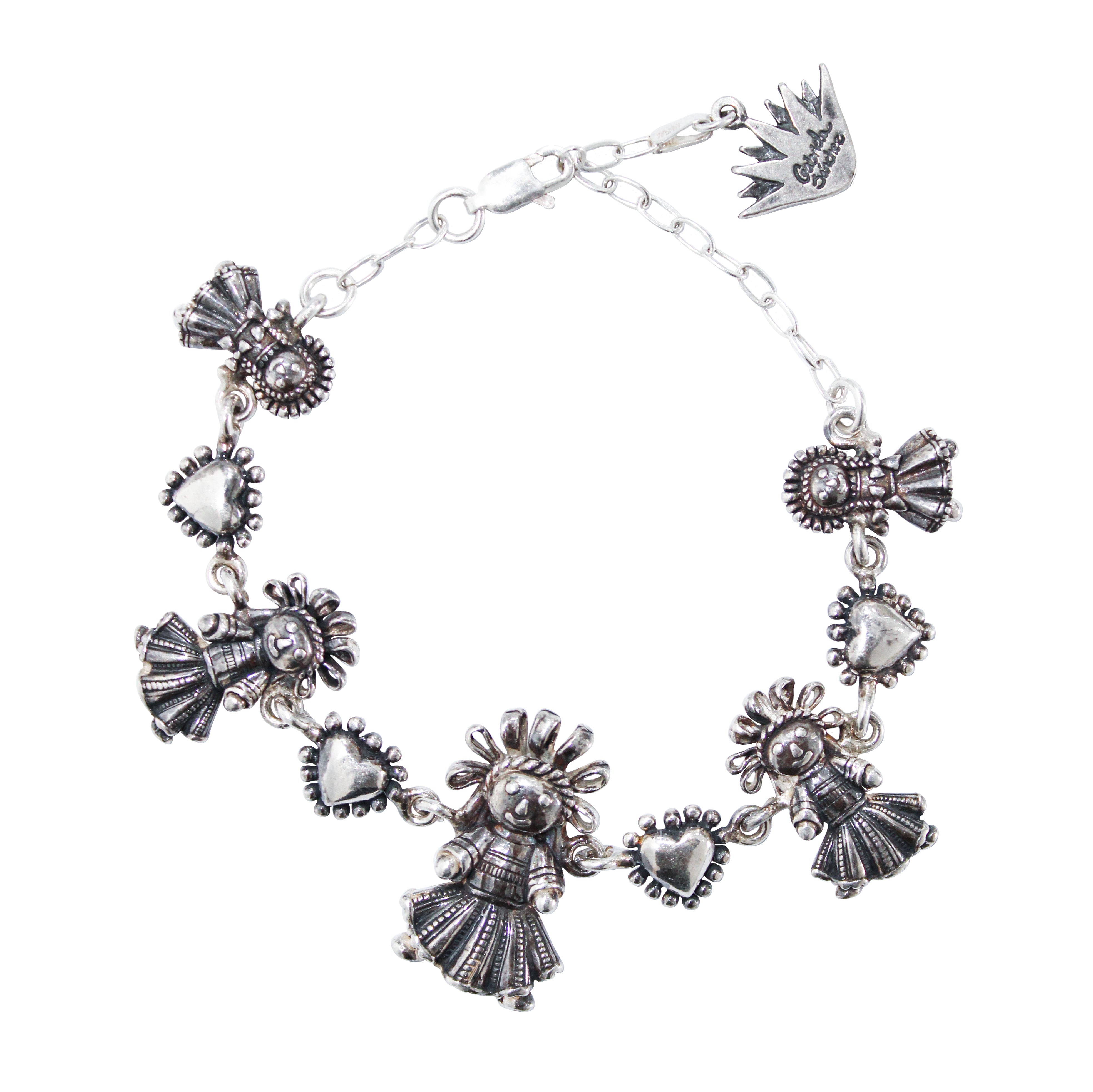 Pulsera Cinco Muñequitas, joya de plata .925 – Gabriela Sánchez