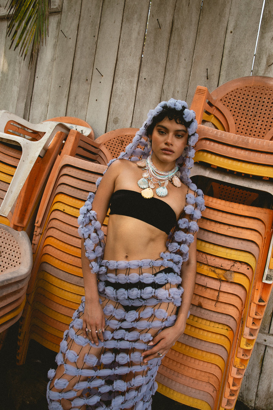 Collar Playa Paraíso, joya de plata .925, con cuarzo tornasol y concha – Gabriela Sánchez (vista 3)