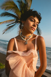 Collar San Bartolomé, joya de plata .925, con aquamarina y calcedonia – Gabriela Sánchez