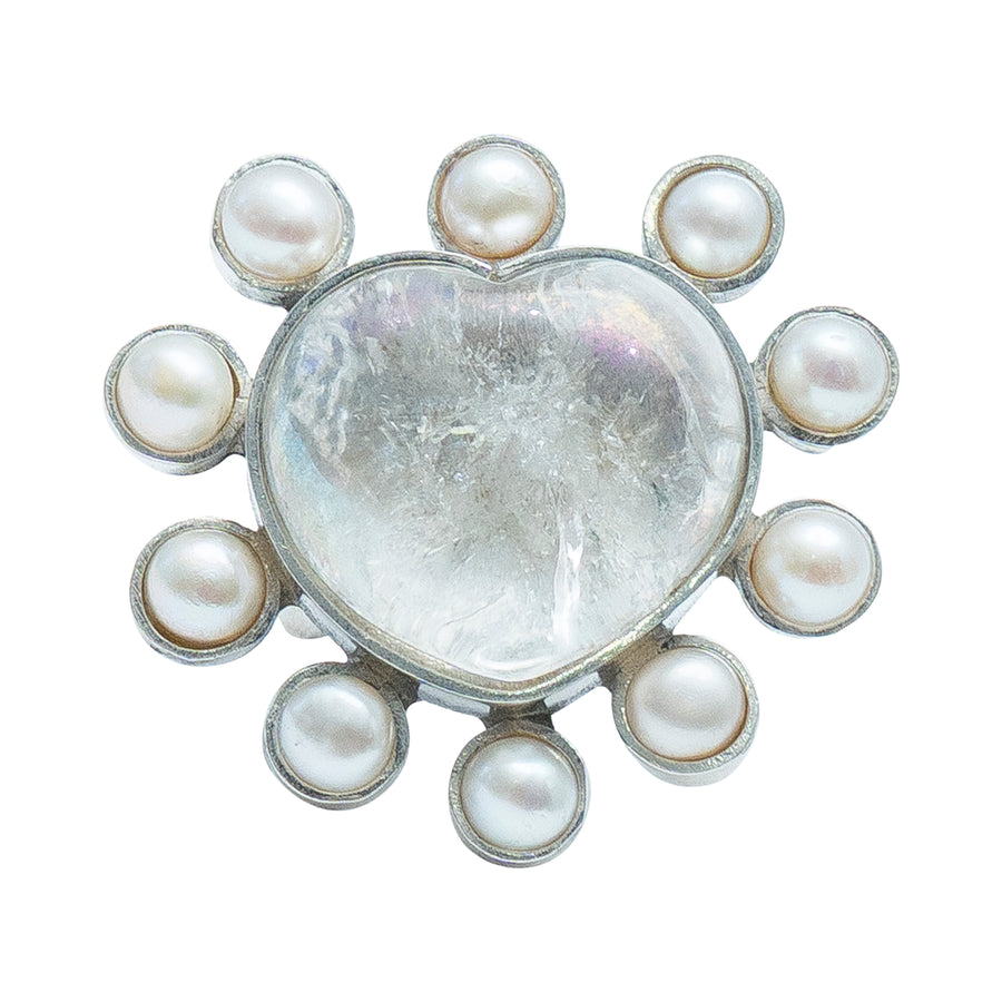 Anillo Amor Profundo, joya de plata .925, con cuarzo y perla – Gabriela Sánchez (vista 4)