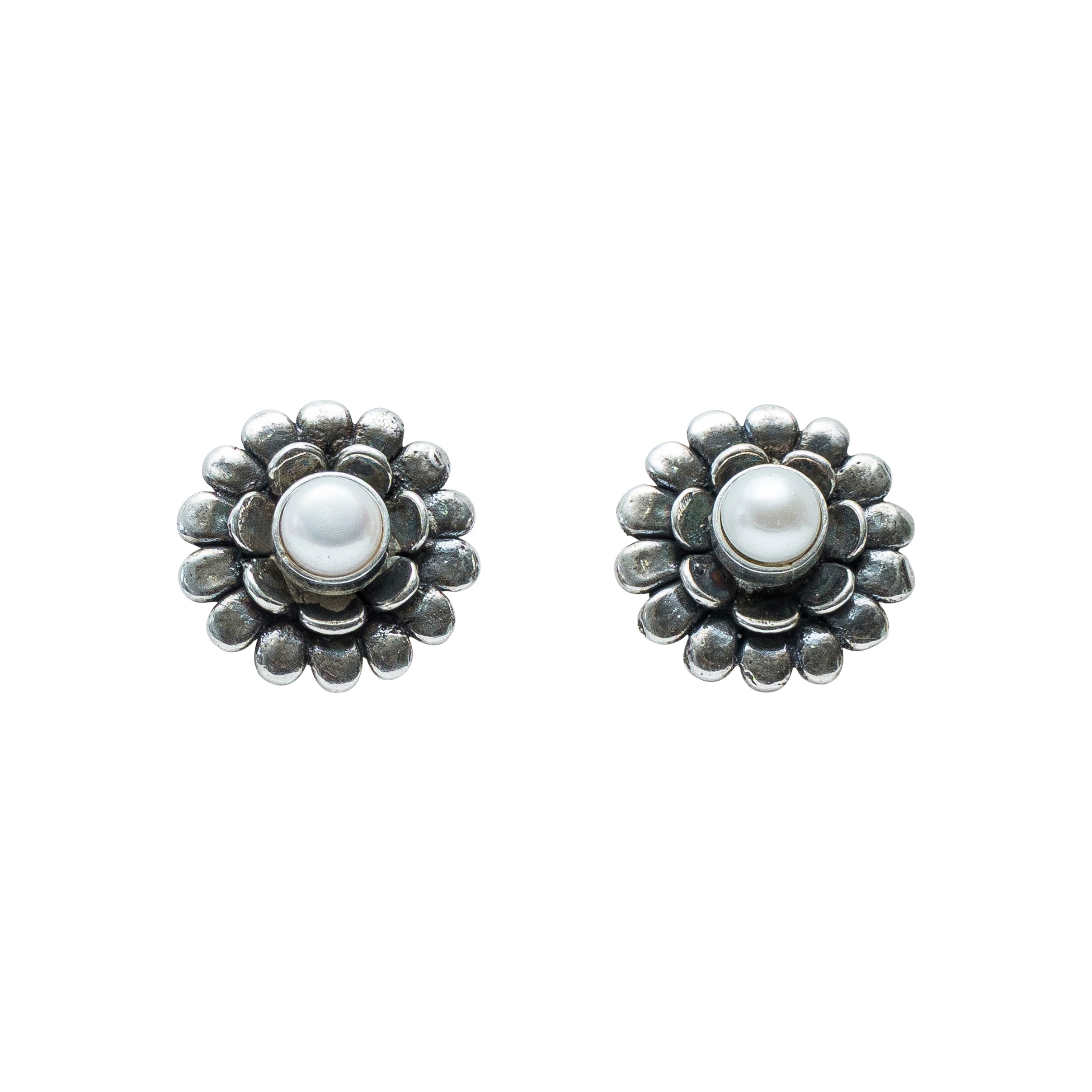 Aretes Girasoles de Ensueño, joya de plata .925, con perla – Gabriela Sánchez