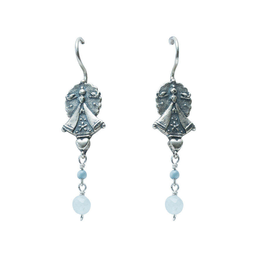 Aretes Amor Celestial, joya de plata .925, con concha – Gabriela Sánchez