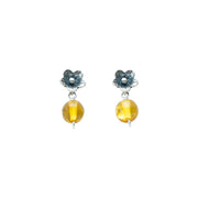 Aretes Florecer Juntas, joya de plata .925, con ámbar – Gabriela Sánchez