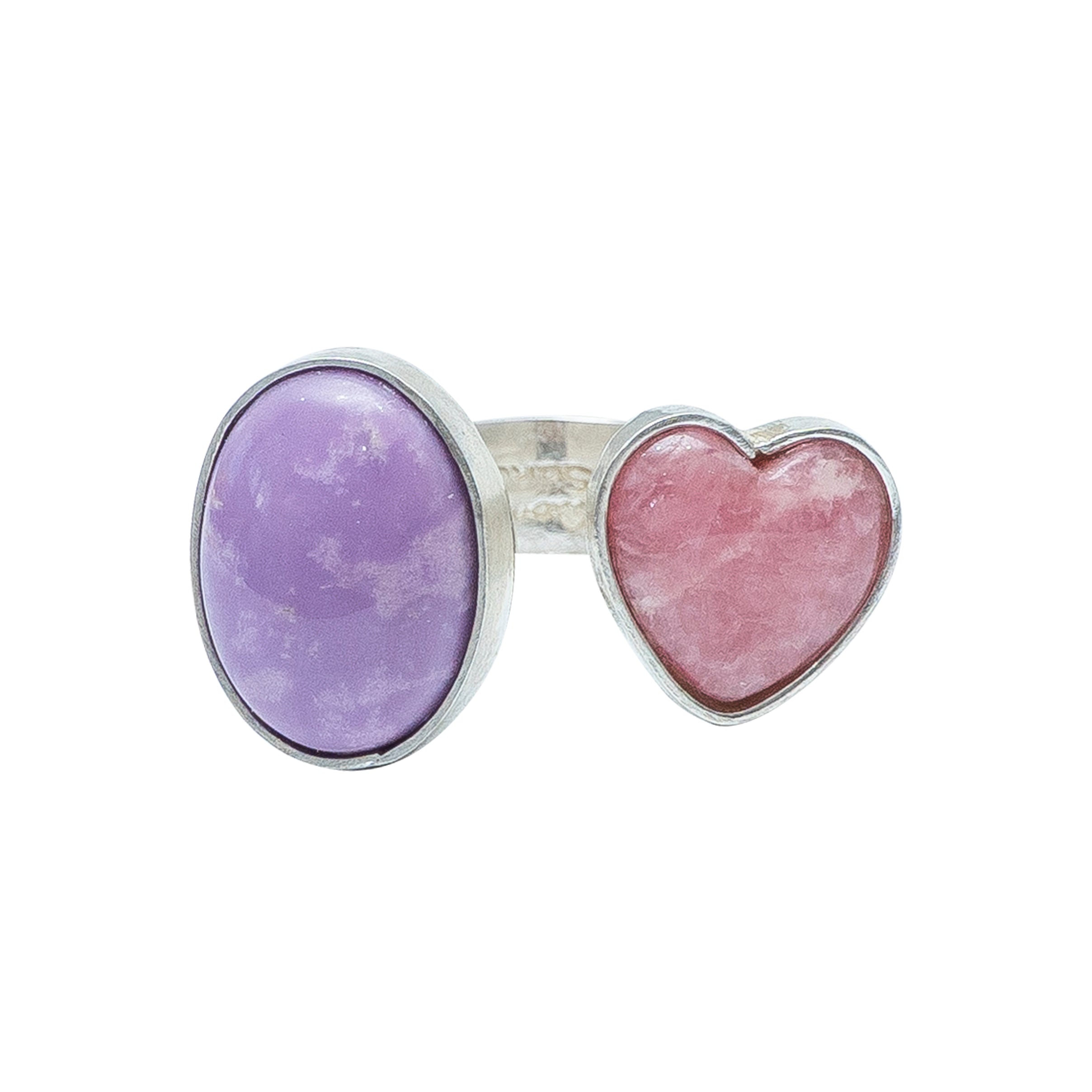Anillo Familia de Corazón, joya de plata .925, con fosforita y rodocosita – Gabriela Sánchez
