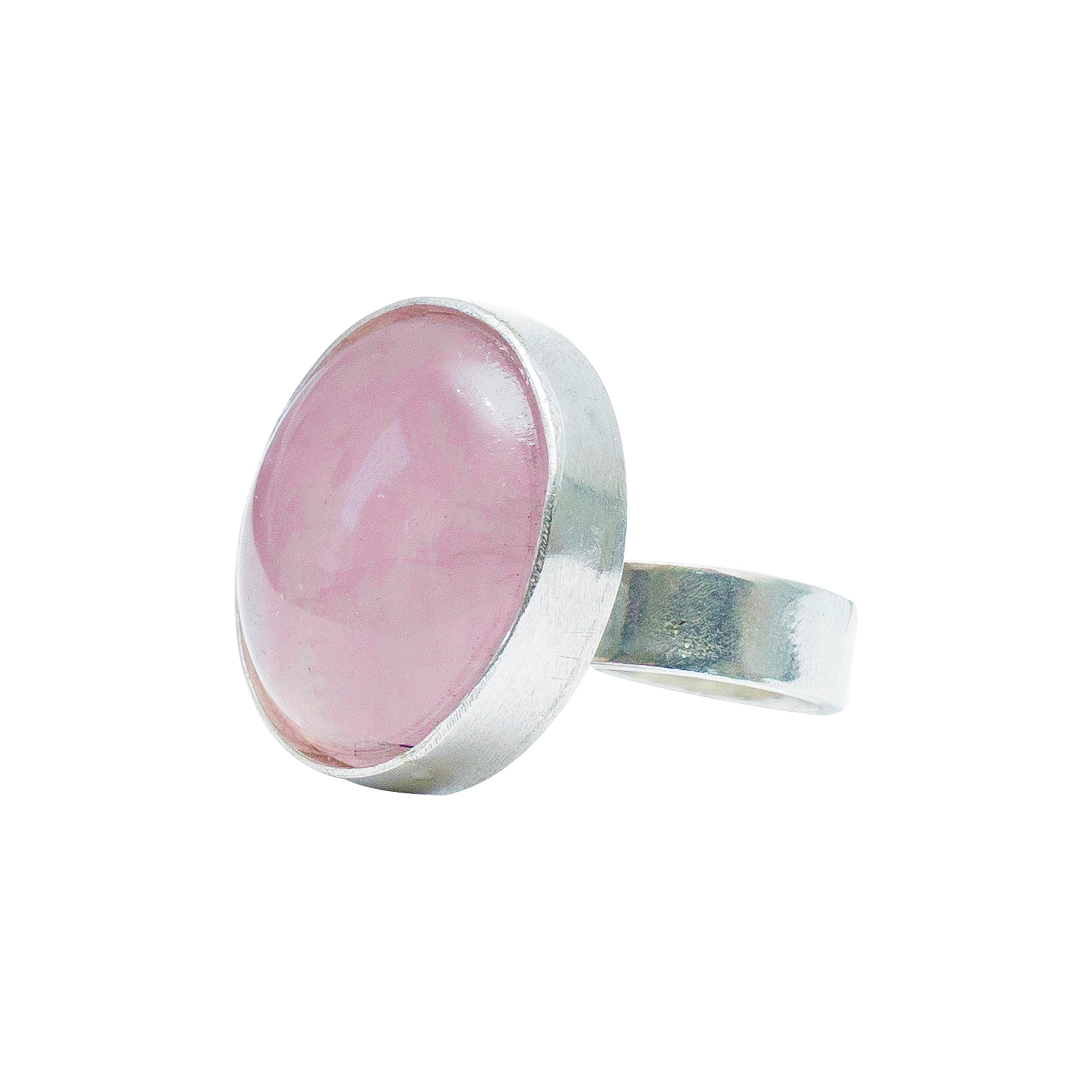 Anillo Dulce Esencia, joya de plata .925, con cuarzo rosa – Gabriela Sánchez