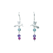 Aretes Dulce Vuelo, joya de plata .925, con amatista y aquamarina – Gabriela Sánchez