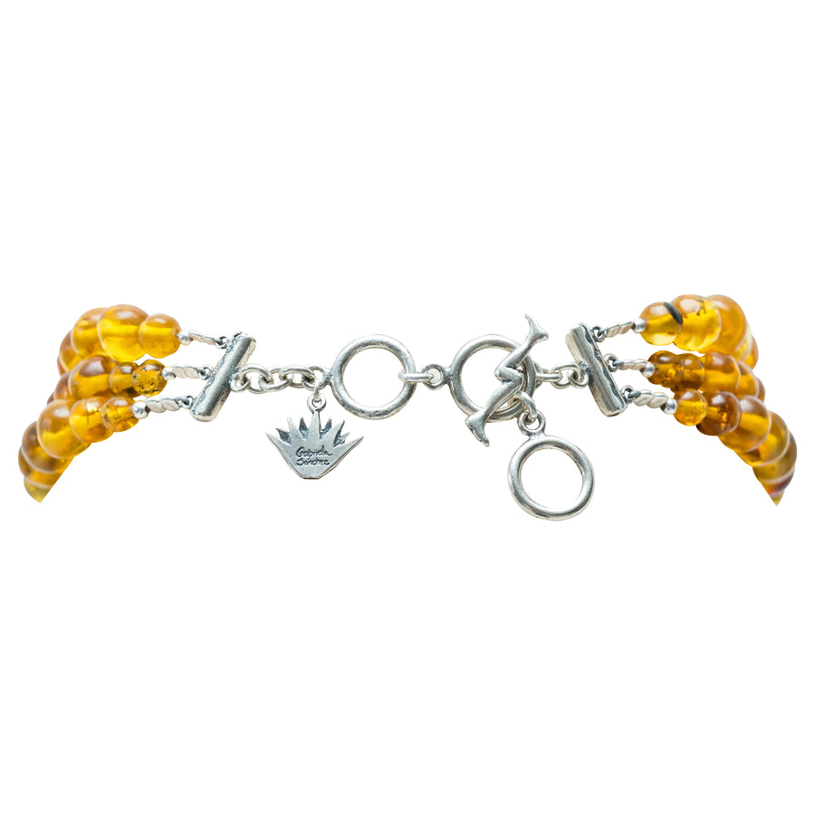 Collar Corazón de Melocotón, joya de plata .925, con ámbar y rodocosita – Gabriela Sánchez (vista 6)