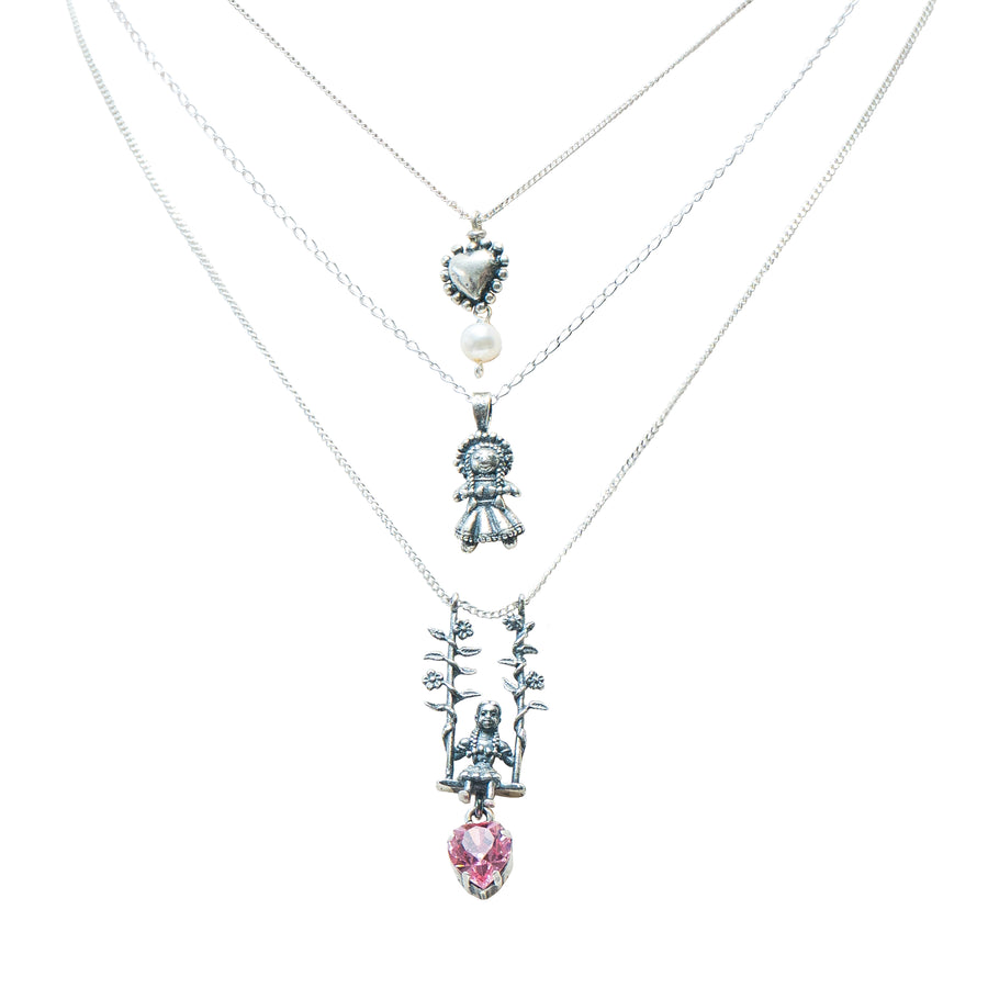 Set Siempre Serás mi Niña, joya de plata .925, con cristal Swarovski y perla – Gabriela Sánchez