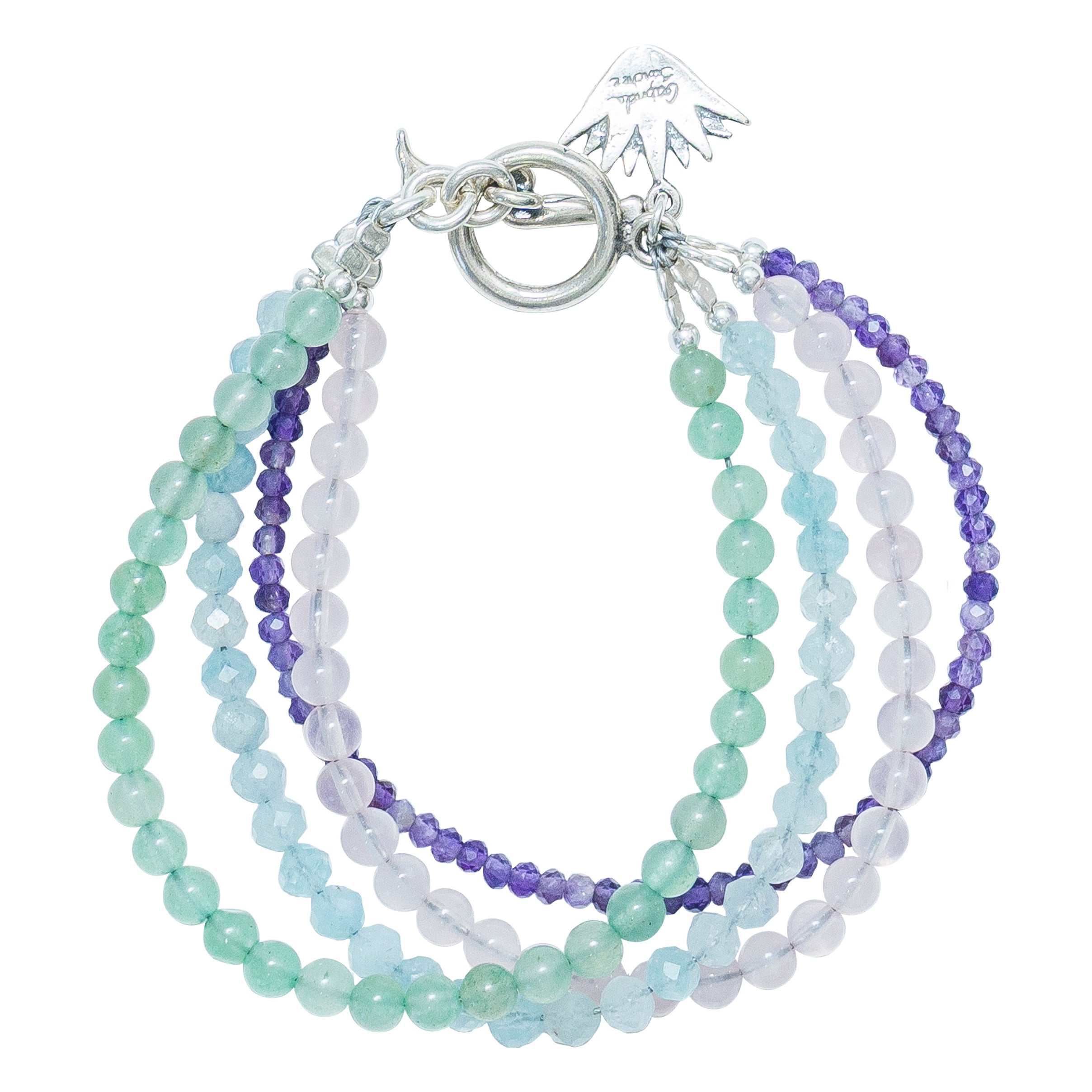Pulsera Cielo Elegante, joya de plata .925, con amatista y cuarzo – Gabriela Sánchez (vista 2)