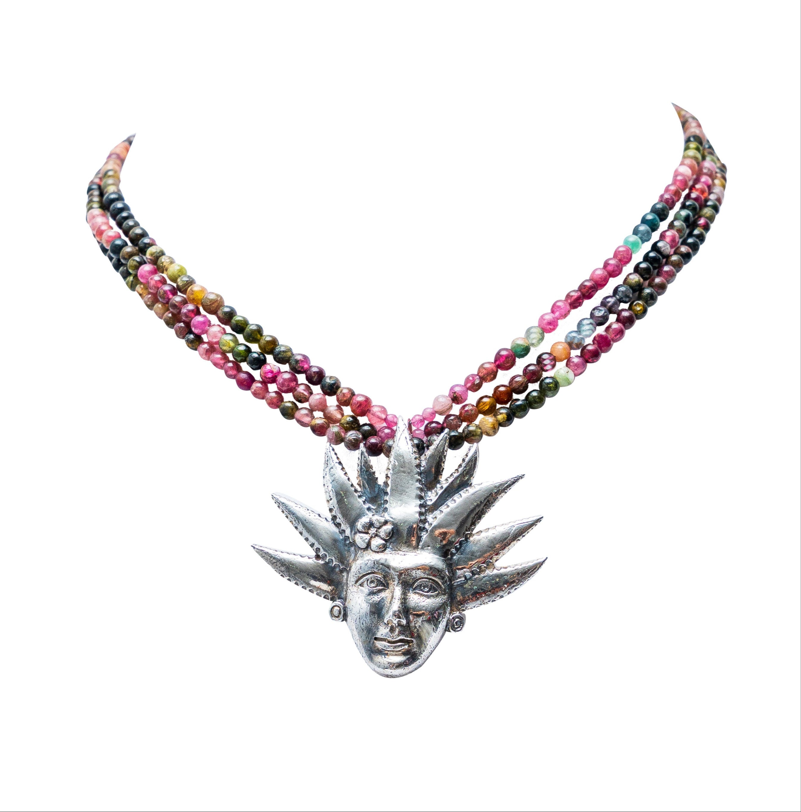 Collar Mayahuel Rosa, joya de plata .925, con turmalina – Gabriela Sánchez