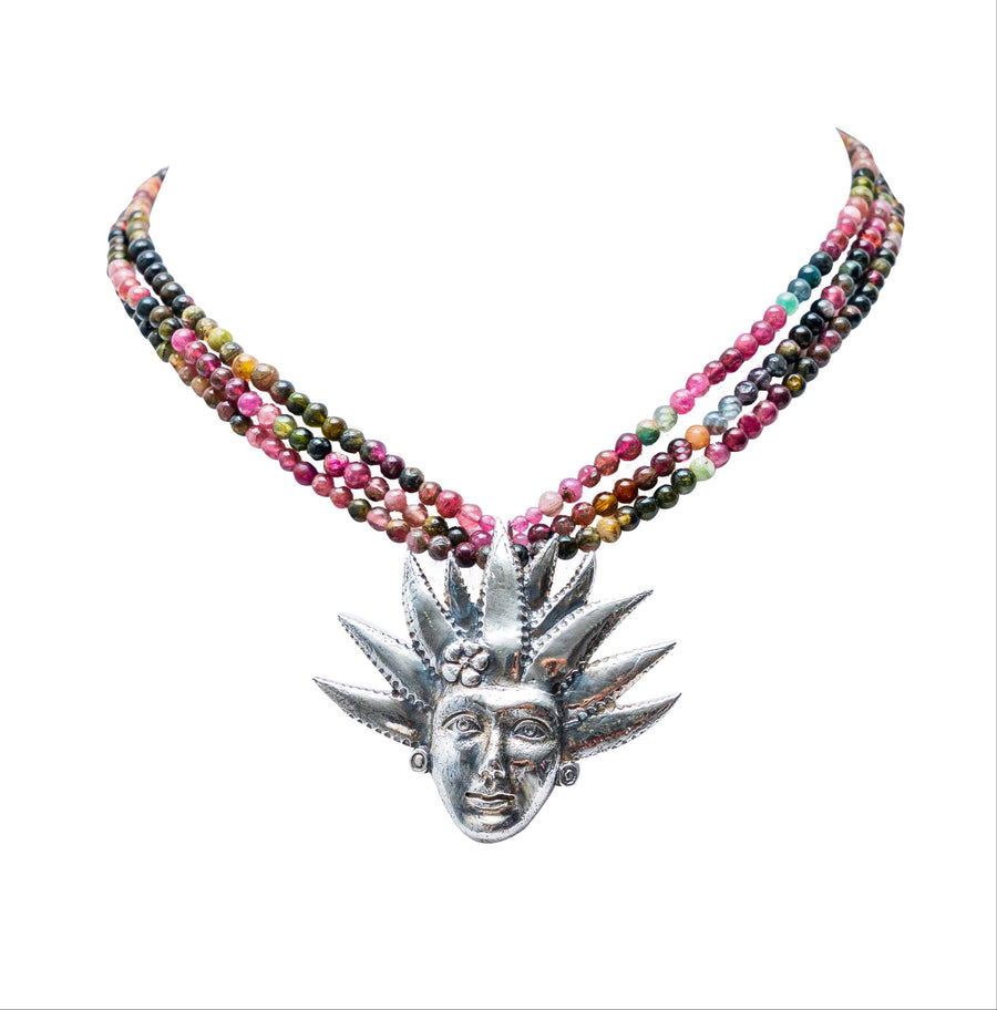 Collar Mayahuel Rosa, joya de plata .925, con turmalina – Gabriela Sánchez