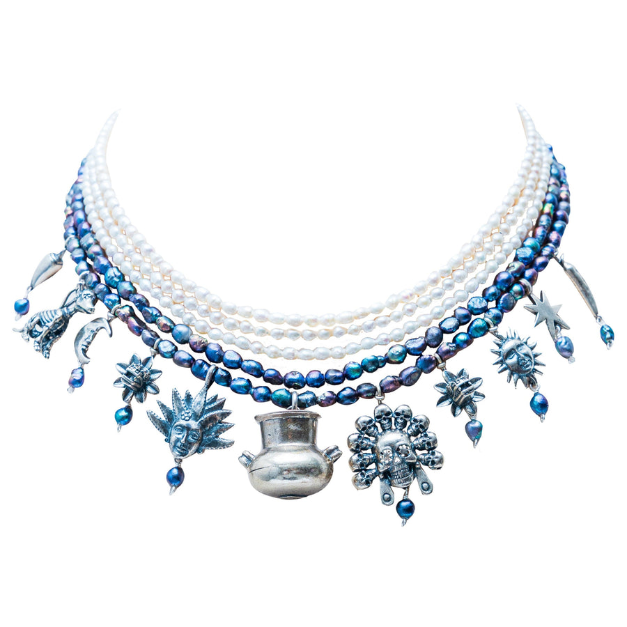 Collar Tlamanalli, joya de plata .925, con perla – Gabriela Sánchez