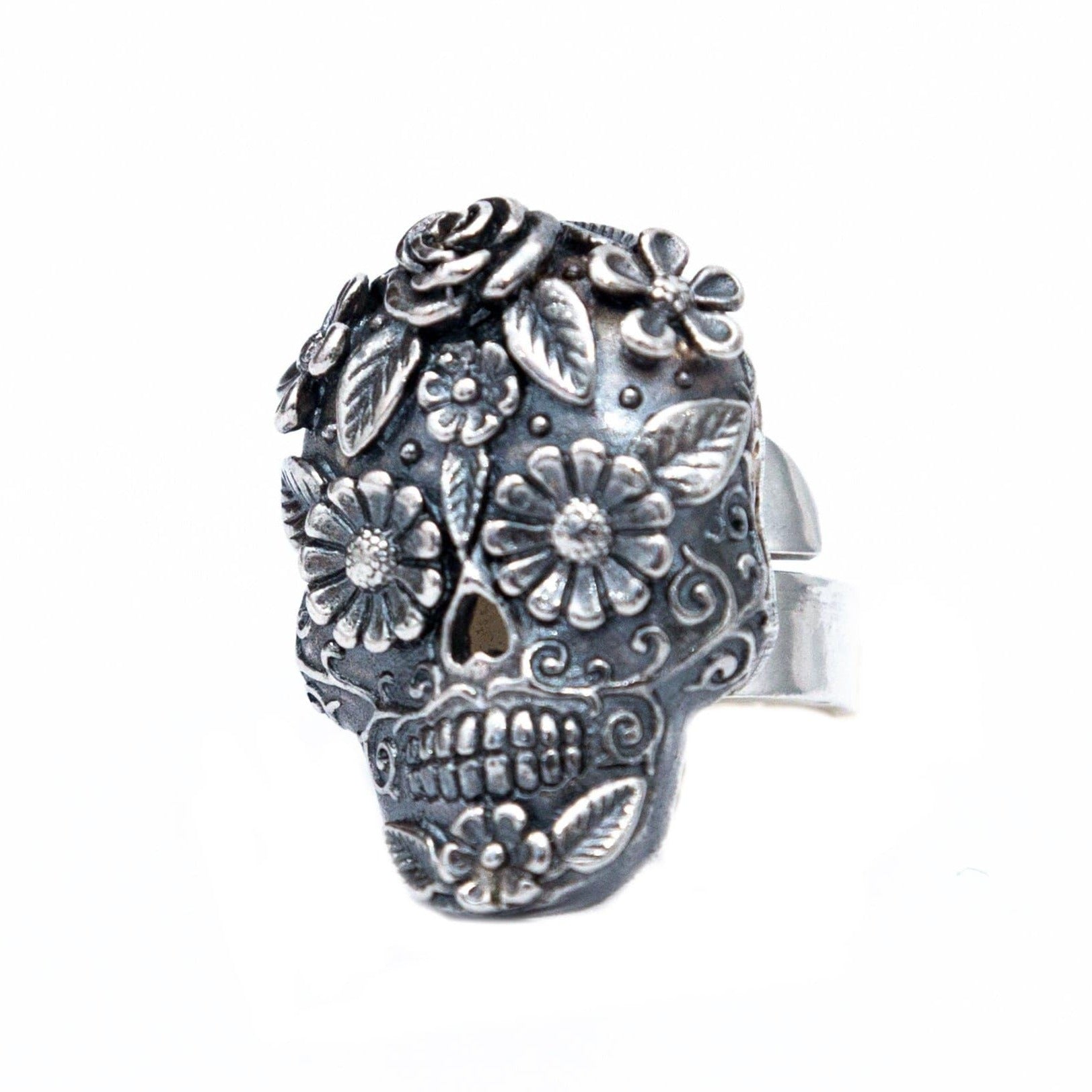 Anillo Calavera Mediana Ojos Flor Gabriela Sánchez Anillo