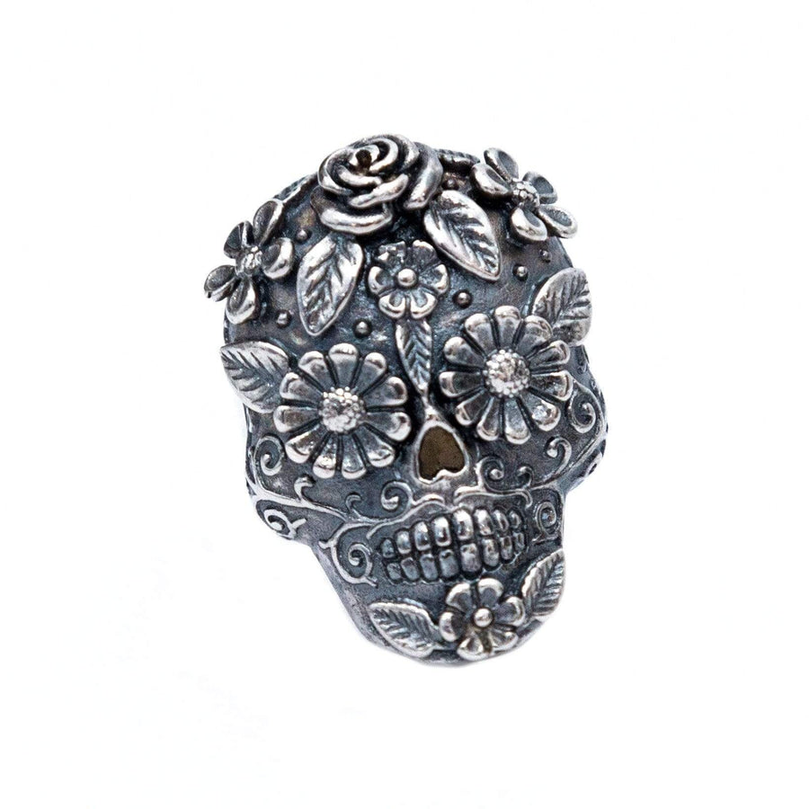 Anillo Calavera Mediana Ojos Flor Gabriela Sánchez Anillo