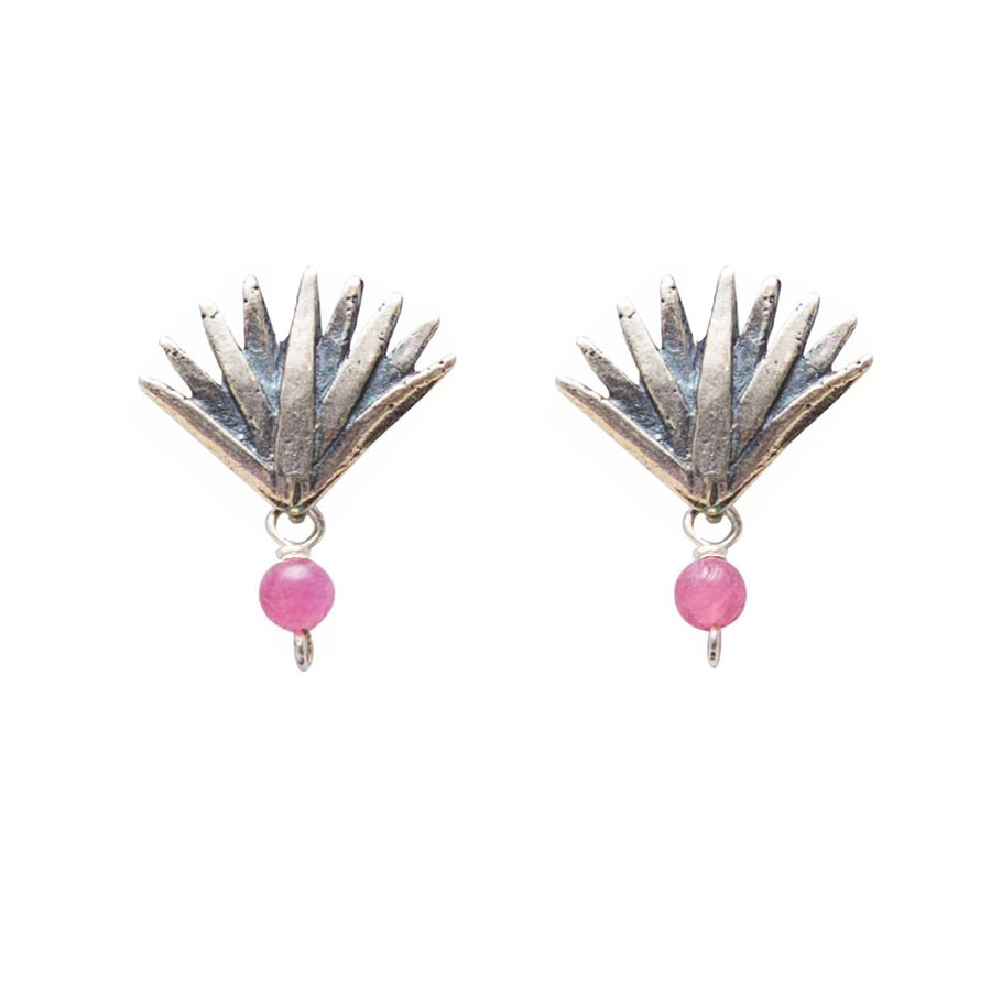 Aretes Agave Sueño 2.1 Y Gema Mini, joya de plata .925, con turmalina y perla – Gabriela Sánchez (vista 3)