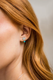 Aretes Agave Sueño 2, joya de plata .925, con coral y turquesa – Gabriela Sánchez (vista 4)