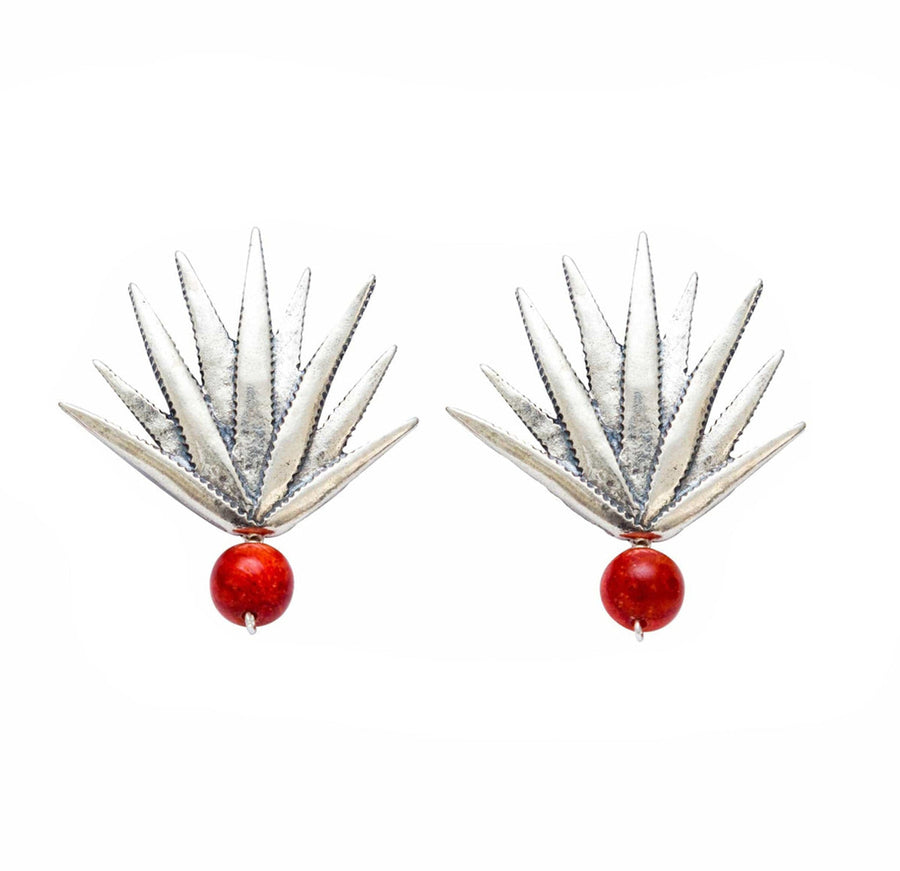 Aretes Agave Realista Con Gema, joya de plata .925, con ámbar y citrina – Gabriela Sánchez (vista 2)