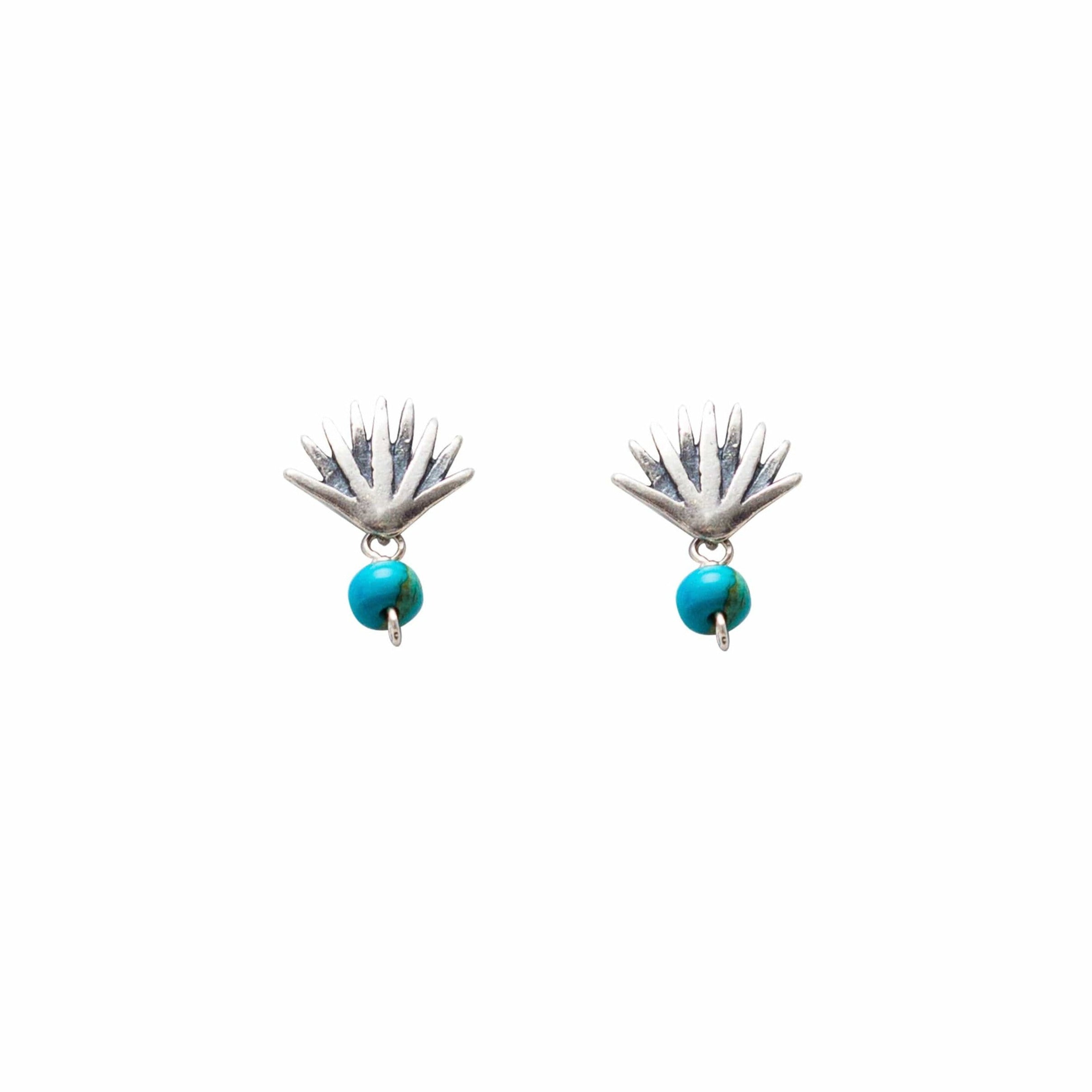 Aretes Agave Sueño 2, joya de plata .925, con coral y turquesa – Gabriela Sánchez (vista 2)
