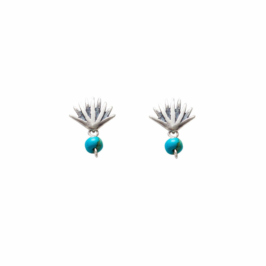 Aretes Agave Sueño 2, joya de plata .925, con coral y turquesa – Gabriela Sánchez (vista 2)