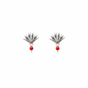 Aretes Agave Sueño 2, joya de plata .925, con coral y turquesa – Gabriela Sánchez