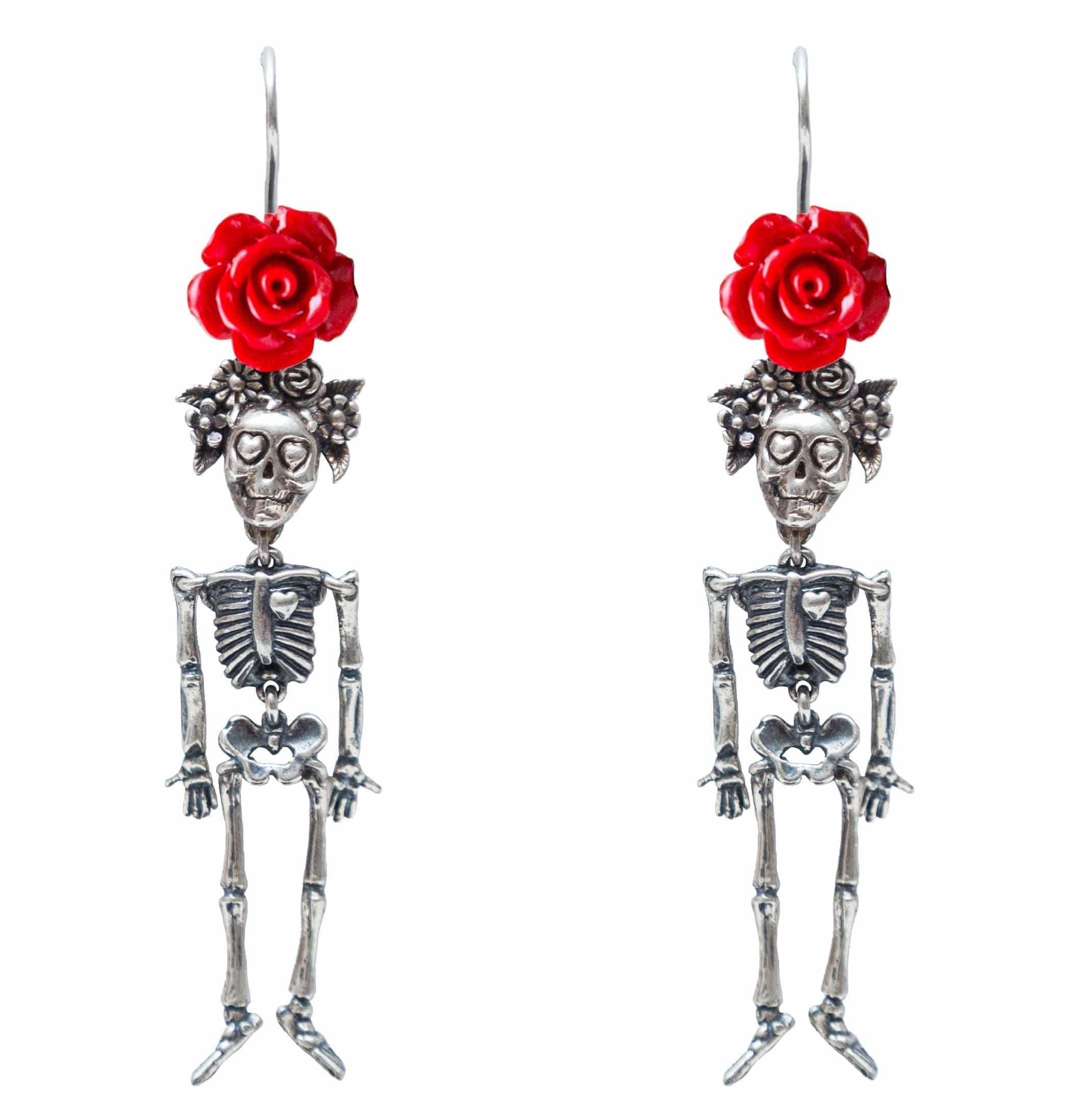 Aretes Calacas con Flor, joya de plata .925 – Gabriela Sánchez
