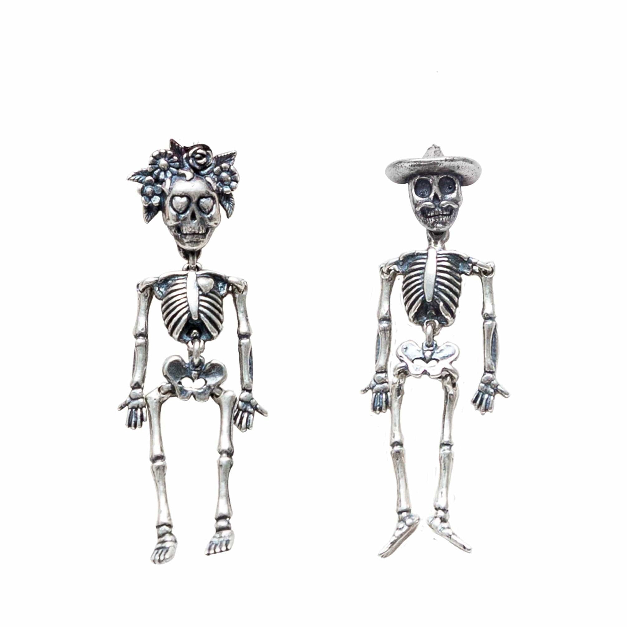 Aretes Calacas Pareja, joya de plata .925 – Gabriela Sánchez (vista 2)