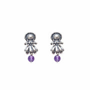 Aretes Muñeca Mini Varias, joya de plata .925, con amatista y coral – Gabriela Sánchez (vista 3)