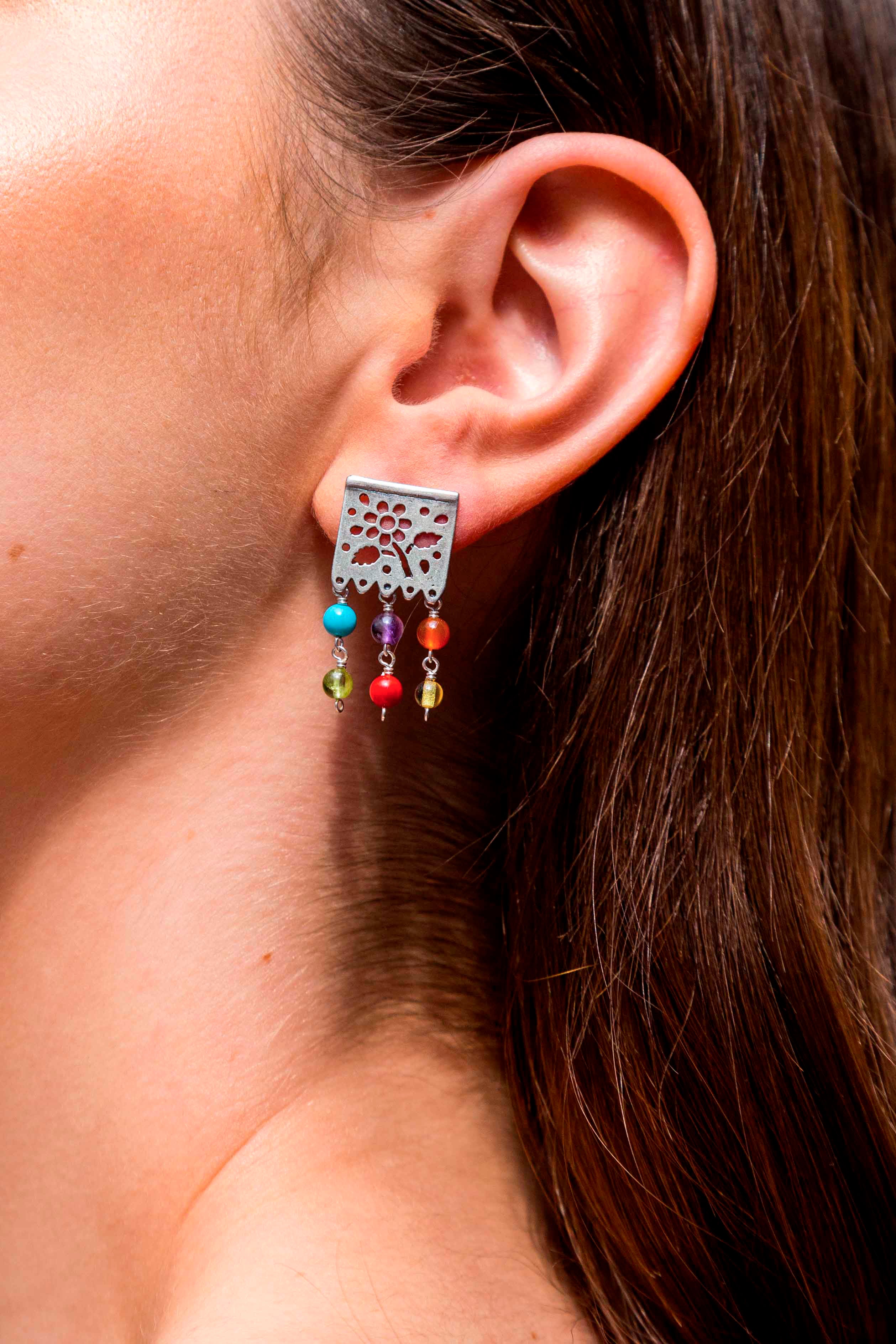 Aretes Papel Picado Colores, joya de plata .925 – Gabriela Sánchez