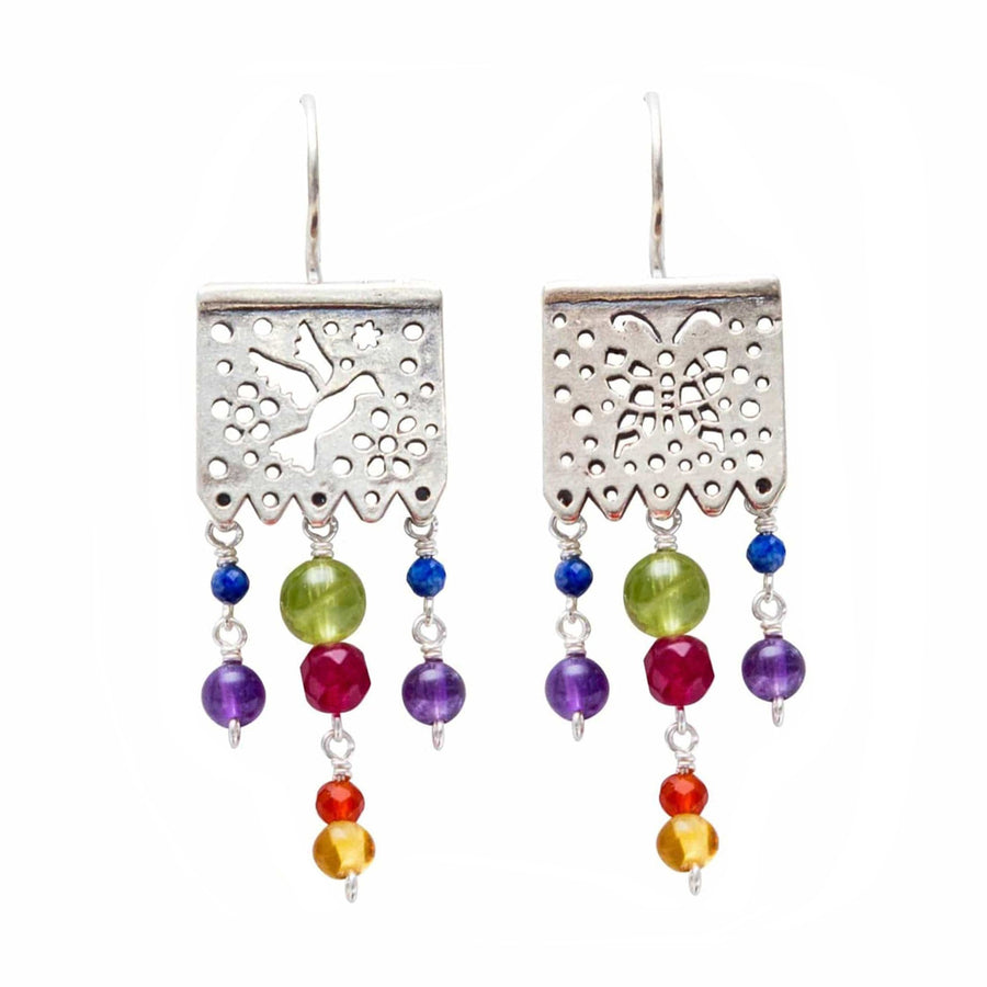 Aretes Papel Picado Naturaleza Resplandeciente, joya de plata .925, con peridot – Gabriela Sánchez
