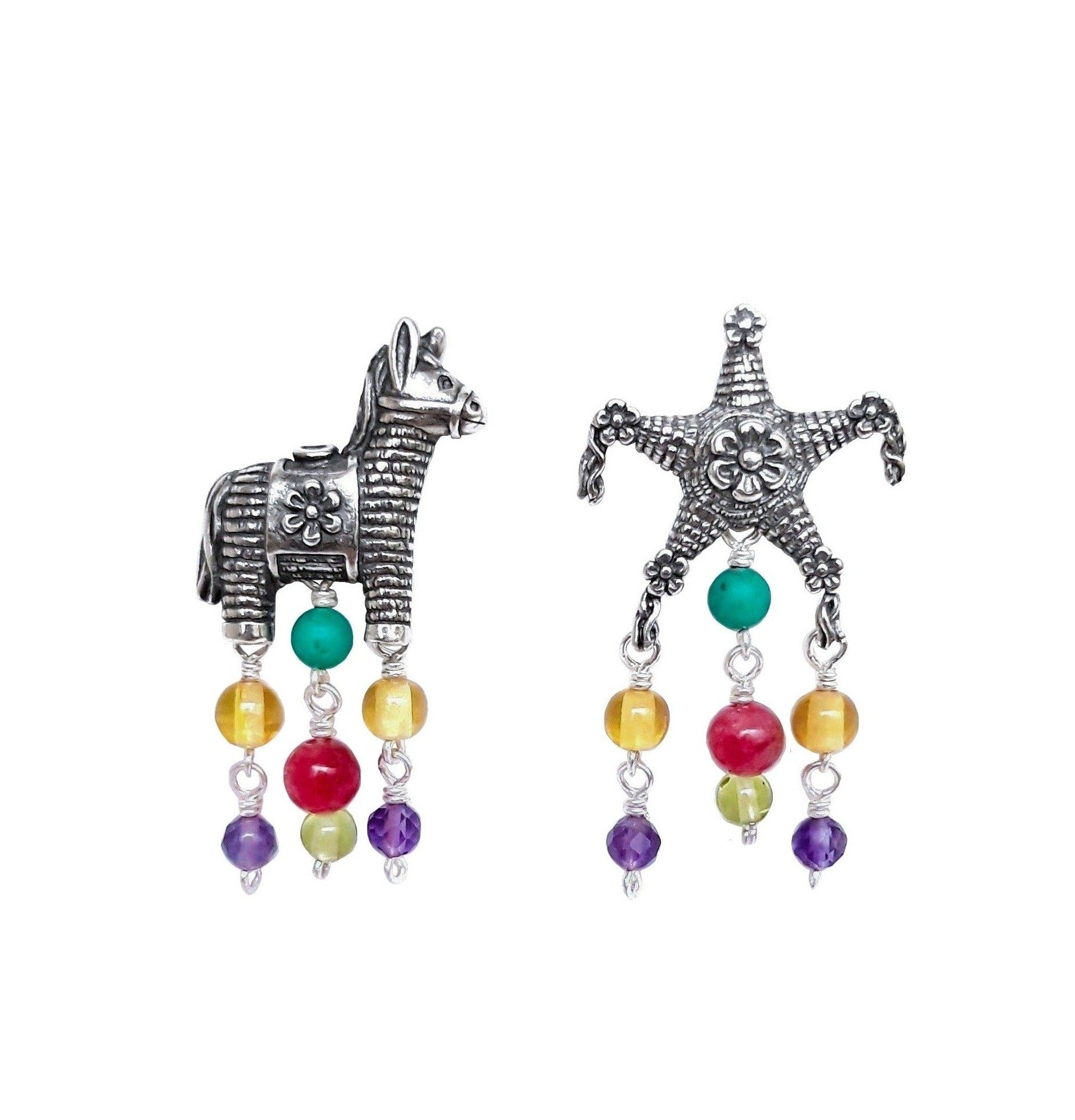 Aretes Piñata y Burrito de Colores, joya de plata .925 – Gabriela Sánchez
