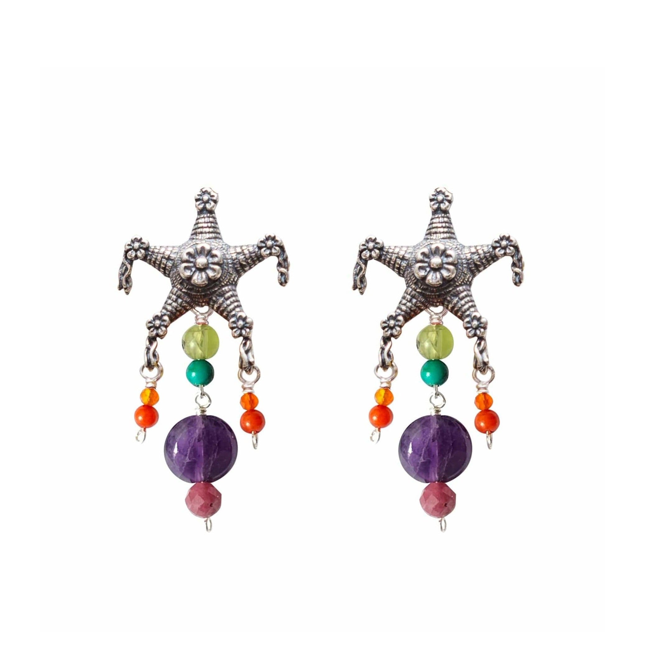 Aretes Piñatas y Colores, joya de plata .925, con peridot y cornalina – Gabriela Sánchez