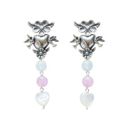 Aretes Ternura Infinita, joya de plata .925, con aquamarina y kunzita – Gabriela Sánchez (vista 2)