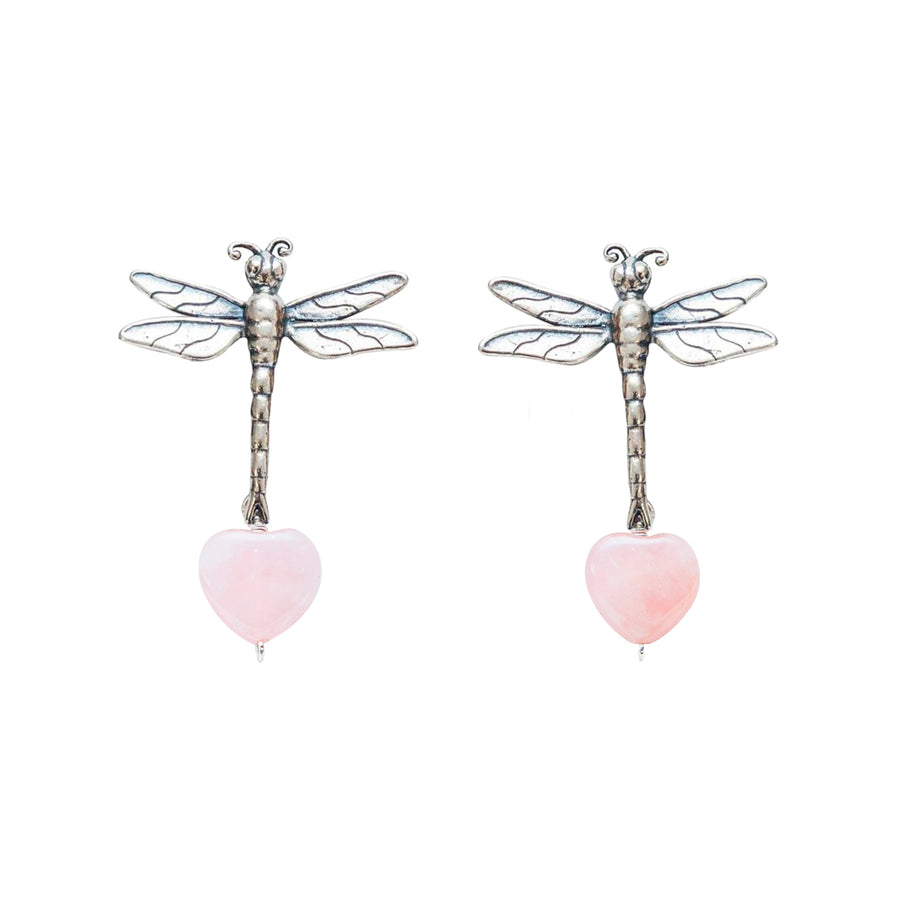 Aretes Libélula Cuarzo Rosa, joya de plata .925 – Gabriela Sánchez