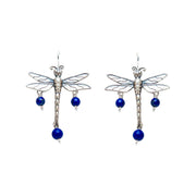Aretes Libélula Con Gema, joya de plata .925, con lapislázuli y perla – Gabriela Sánchez (vista 3)