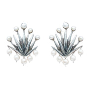 Aretes Agave Encantado, joya de plata .925, con perla – Gabriela Sánchez