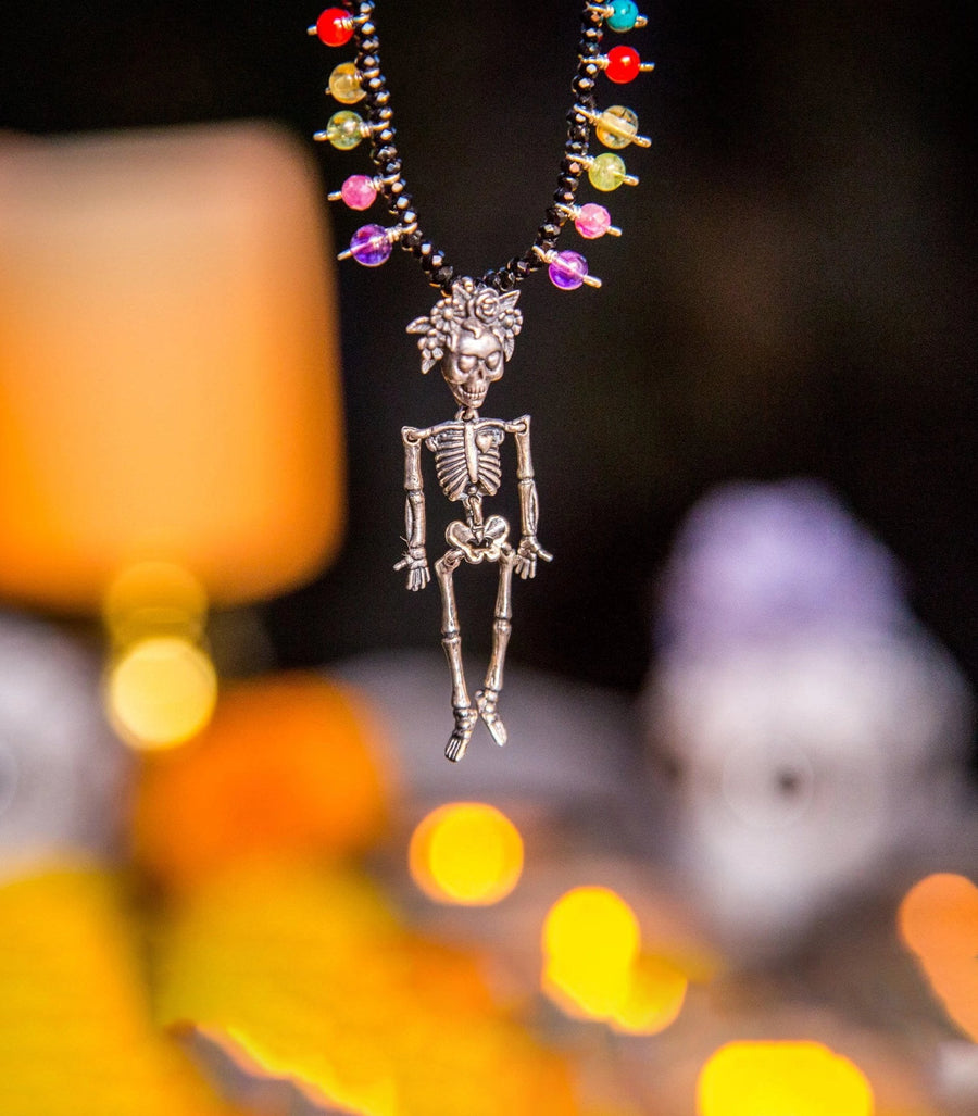 Collar Calaca Con Flores