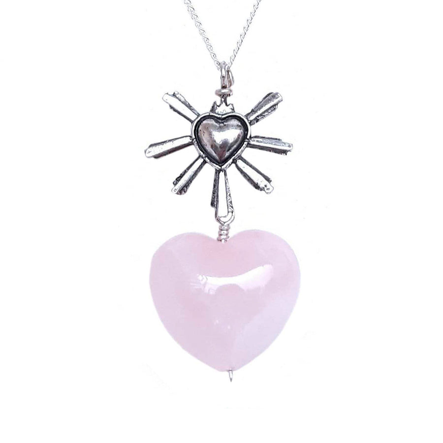 Dije Corazón Querido México Chico corazón Cuarzo Rosa, joya de plata .925 – Gabriela Sánchez