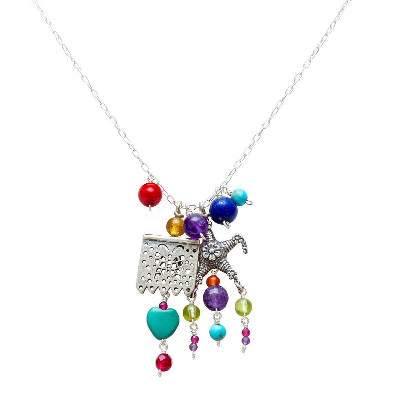 Dije Tradición y Fiesta, joya de plata .925, con gemas de colores – Gabriela Sánchez