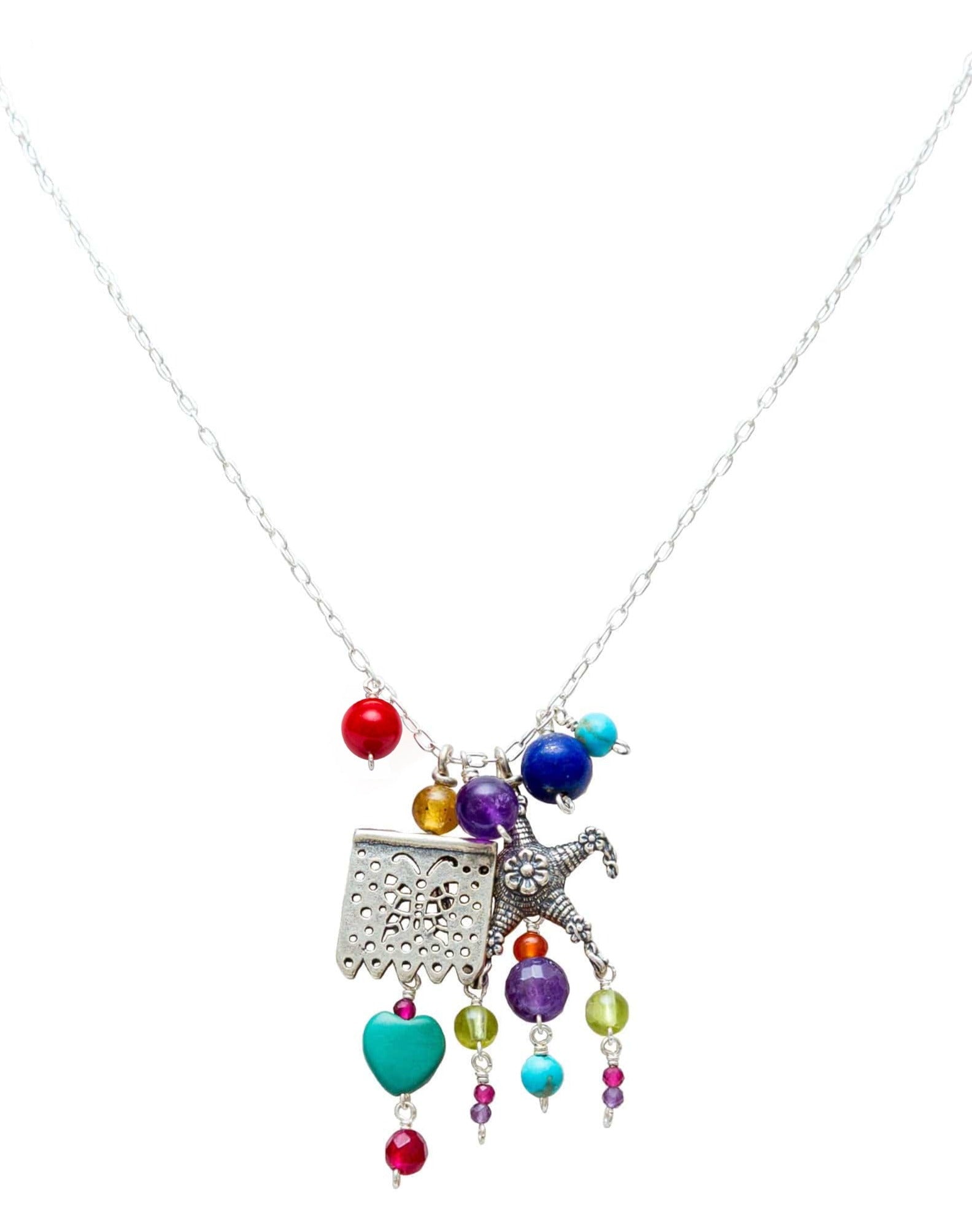 Dije Tradición y Fiesta, joya de plata .925, con gemas de colores – Gabriela Sánchez (vista 2)