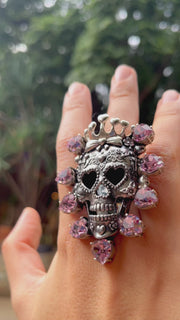 Anillo Calavera Reina Rosa Swarovski, joya de plata .925 – Gabriela Sánchez