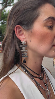 Aretes Agave Rosalía, joya de plata .925, con drusa y concha – Gabriela Sánchez (vista 5)