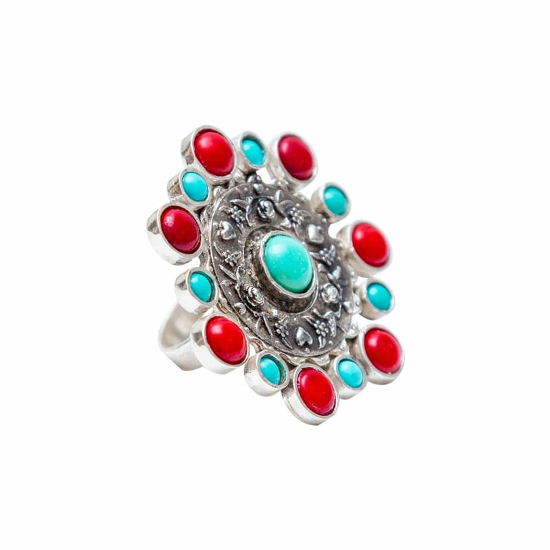 joyas mexicanas gabriela sanchez anillo plato de turquesa y coral anillo gabriela sanchez