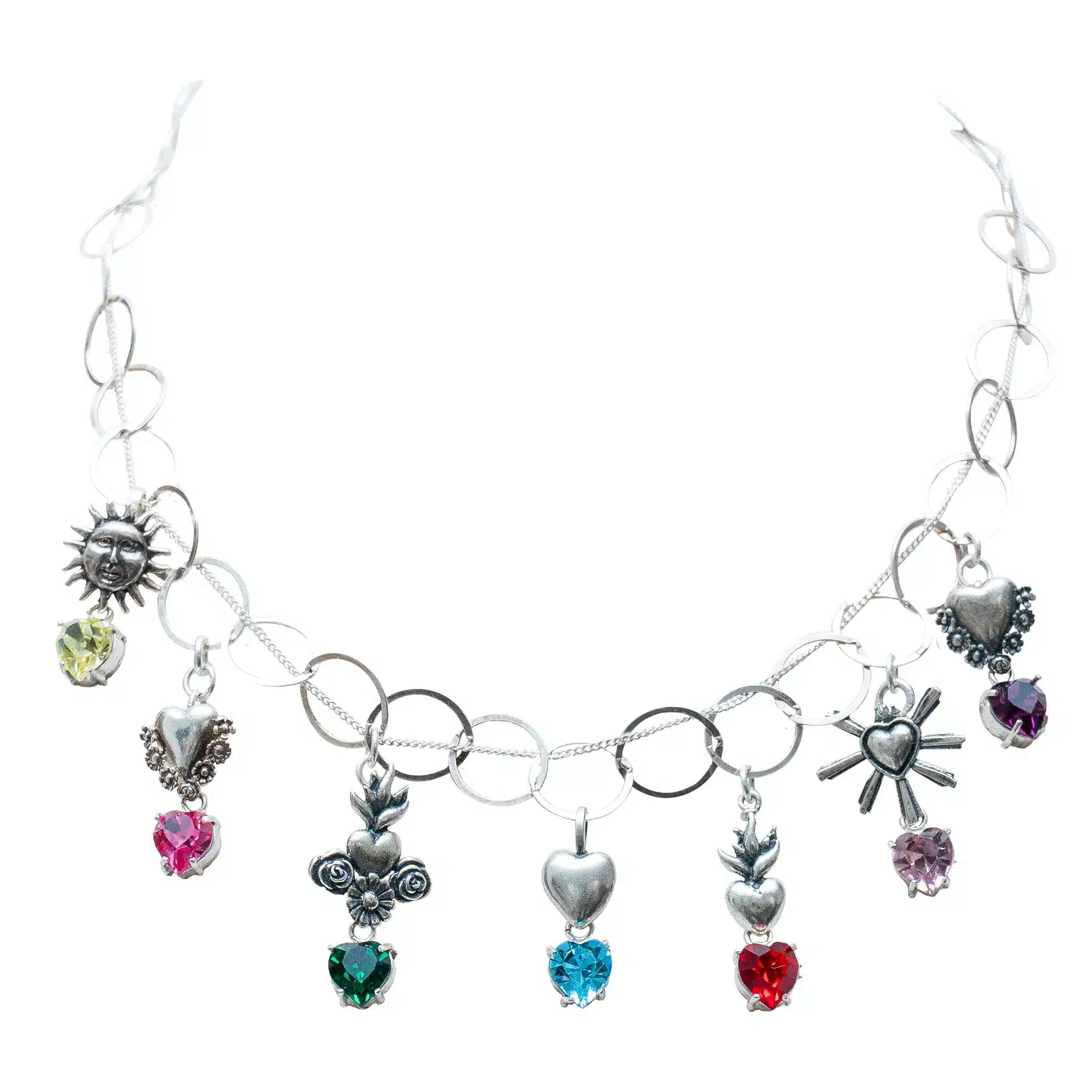 Collar Corazones Brillo Multicolor